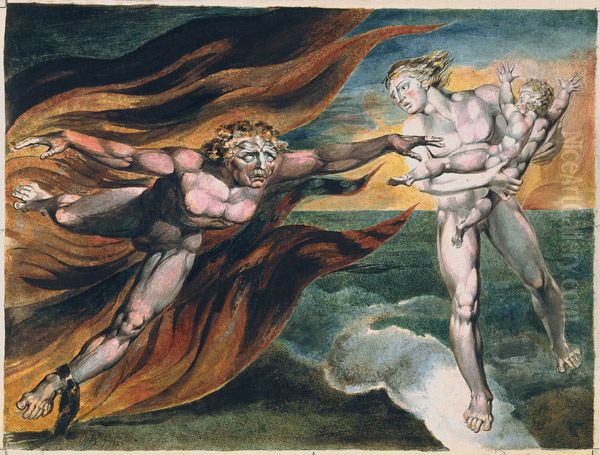 The Good and Evil Angels Oil Painting by William Blake The Good and Evil Angels Oil Painting by William Blake