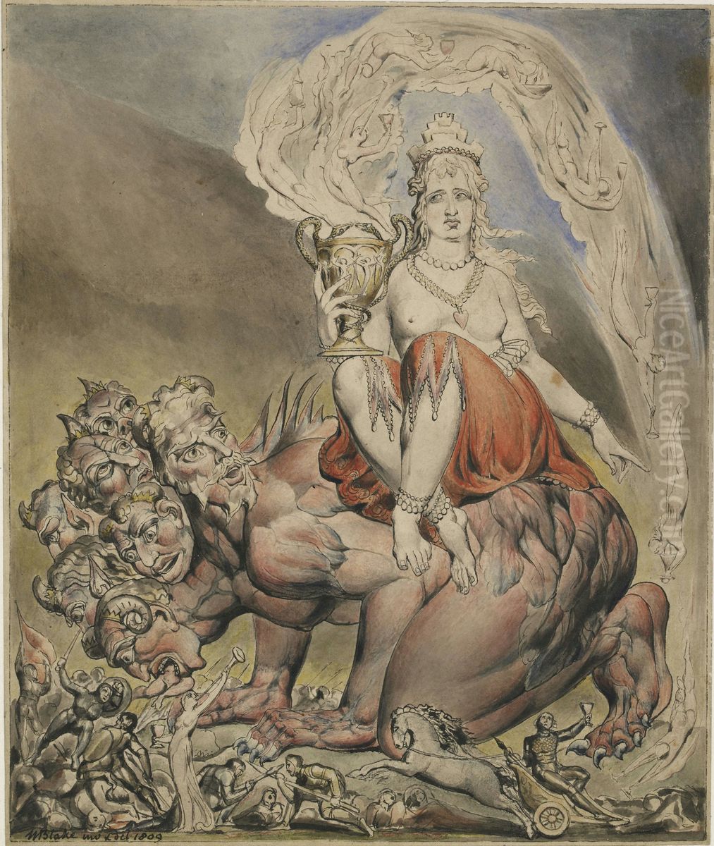 The Whore of Babylon Oil Painting by William Blake