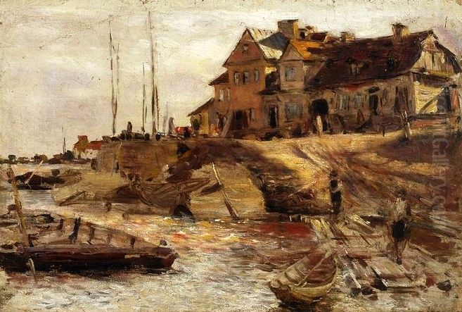 Hafen von Solec (Entwurf) Oil Painting by Aleksander Gierymski
