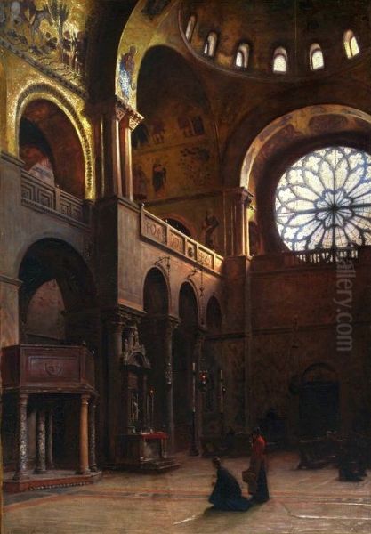 Innenansicht des Markusdoms in Venedig Oil Painting by Aleksander Gierymski