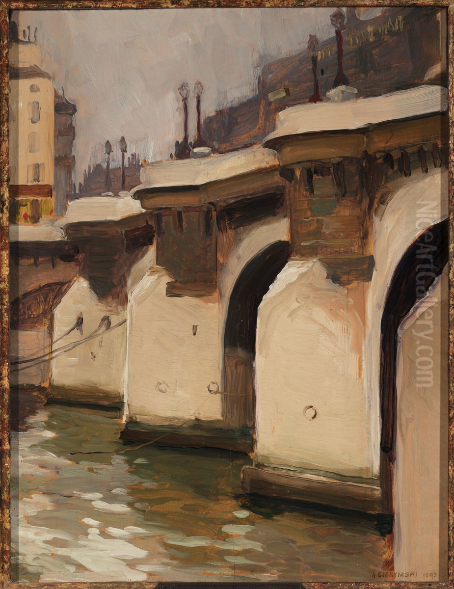 Pont Neuf in Paris Oil Painting by Aleksander Gierymski