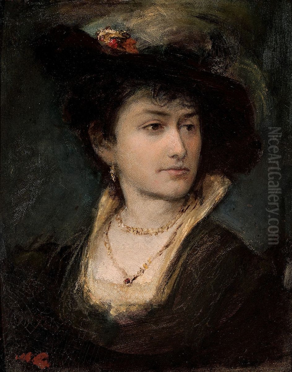 Portrait of Anna, artist's sister Oil Painting by Maurycy Gottlieb