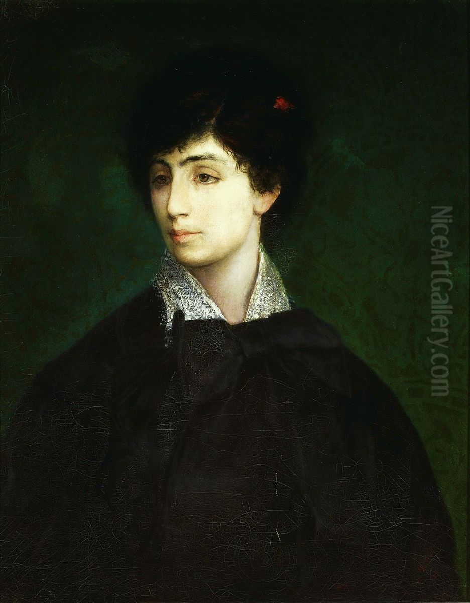 Portrait of a young Jewess Oil Painting by Maurycy Gottlieb