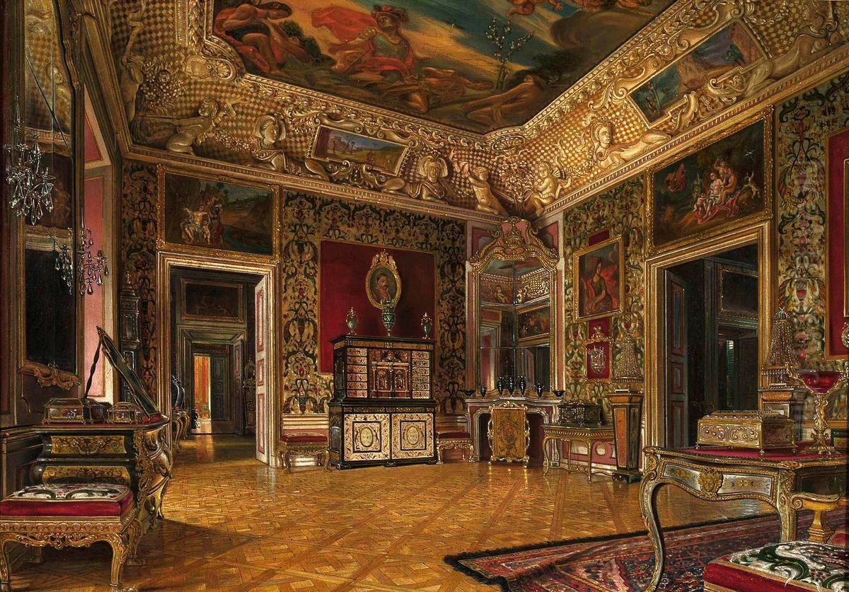 Queen's Bedroom in the Wilanow Palace. Oil Painting by Aleksander Gryglewski Queen's Bedroom in the Wilanow Palace. Oil Painting by Aleksander Gryglewski