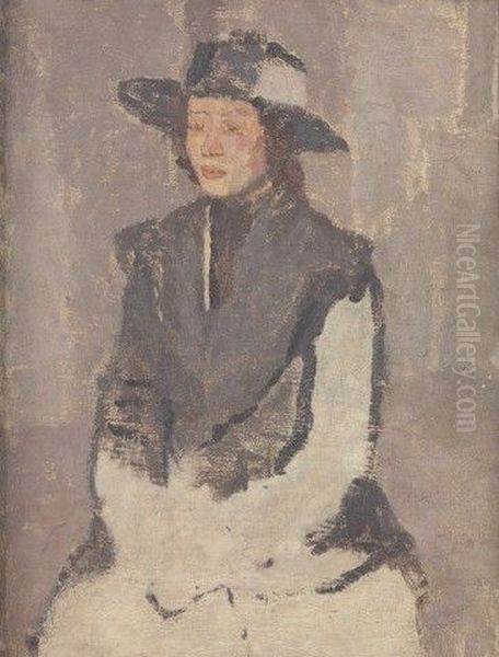 Seated Woman in a Broad-Brimmed Hat Oil Painting by Gwen John Seated Woman in a Broad-Brimmed Hat Oil Painting by Gwen John
