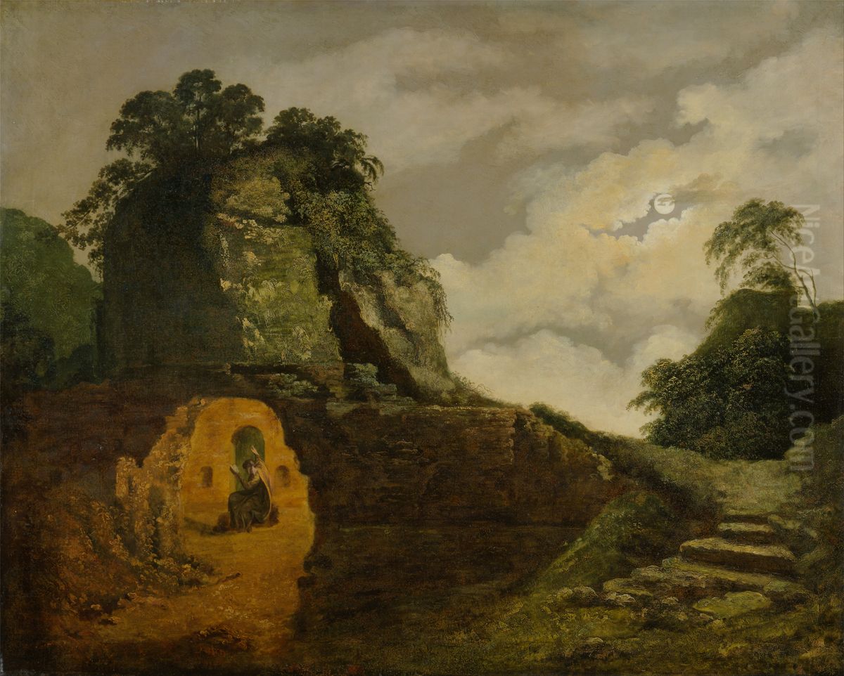 Virgil's Tomb by Moonlight, with Silius Italicus Oil Painting by Joseph Wright of Derby