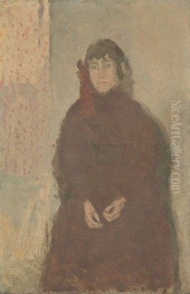 Young Woman in Mulberry Dress Oil Painting by Gwen John