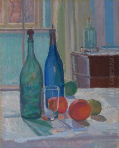 Blue and Green Bottles and Oranges