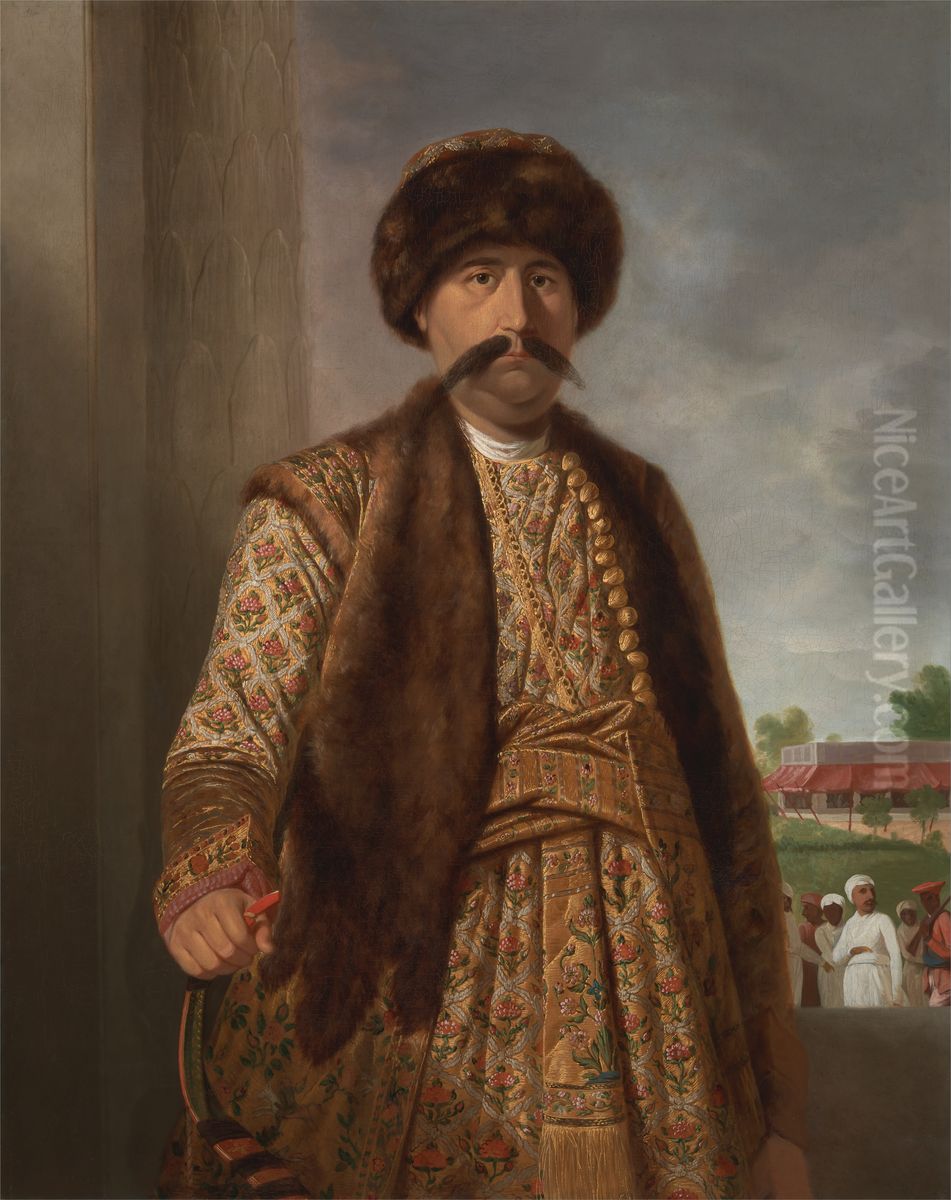 Shuja-ud-daula, Nawab of Oudh / Shuja-ud-Daulah, Nawab of Awadh, holding a bow Oil Painting by Tilly Kettle