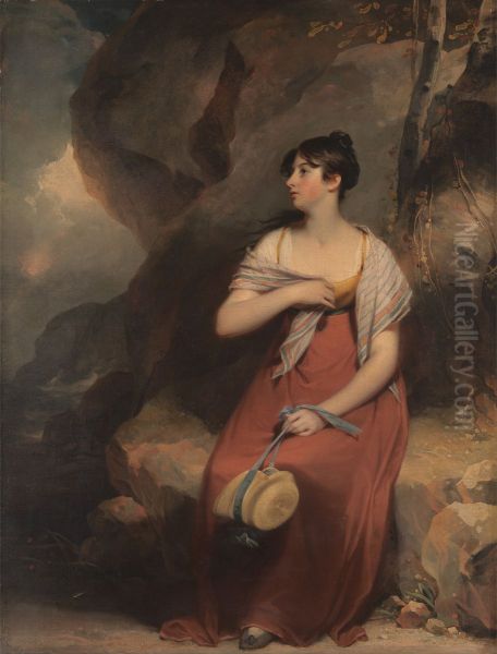 A Woman in a Landscape Oil Painting by Martin Archer Shee