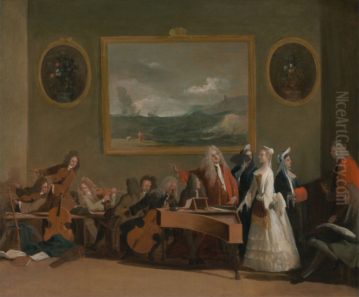 Rehearsal of an opera Oil Painting by Marco Ricci
