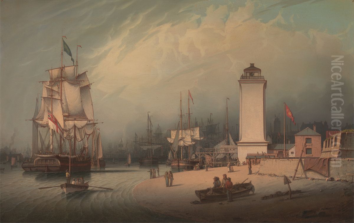 The Low Lighthouse, North Shields Oil Painting by Robert Salmon