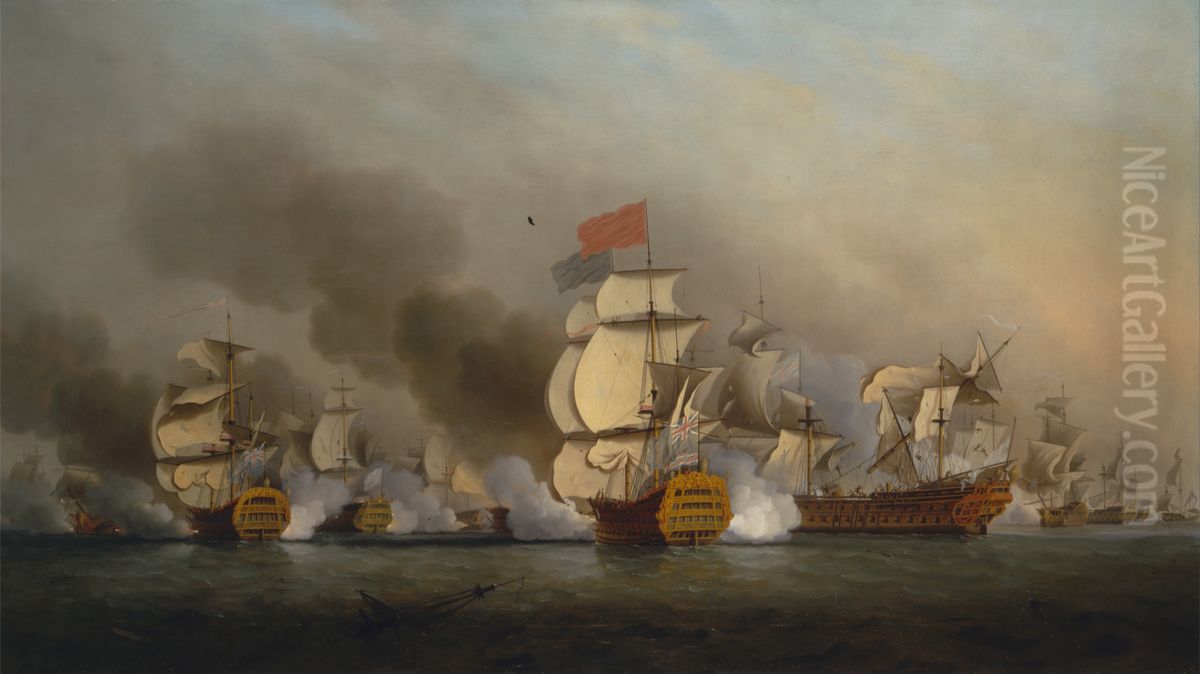 Vice Admiral Sir George Anson's Victory off Cape Finisterre Oil Painting by Samuel Scott Vice Admiral Sir George Anson's Victory off Cape Finisterre Oil Painting by Samuel Scott
