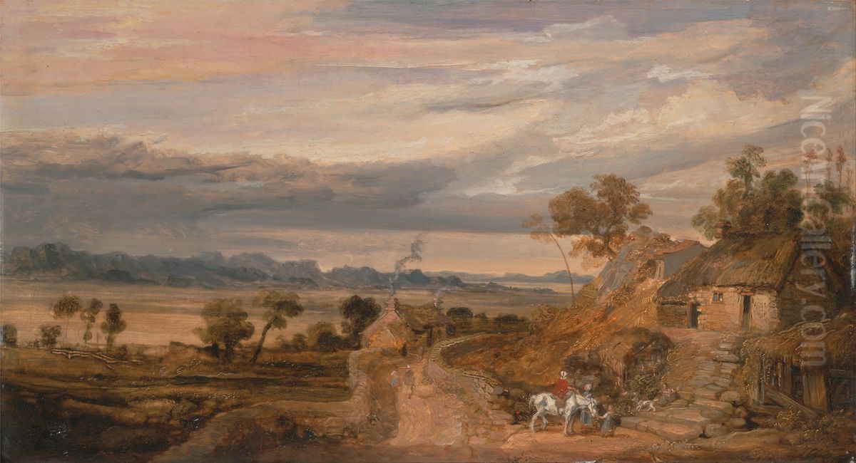 Landscape with Cottages Oil Painting by James Ward