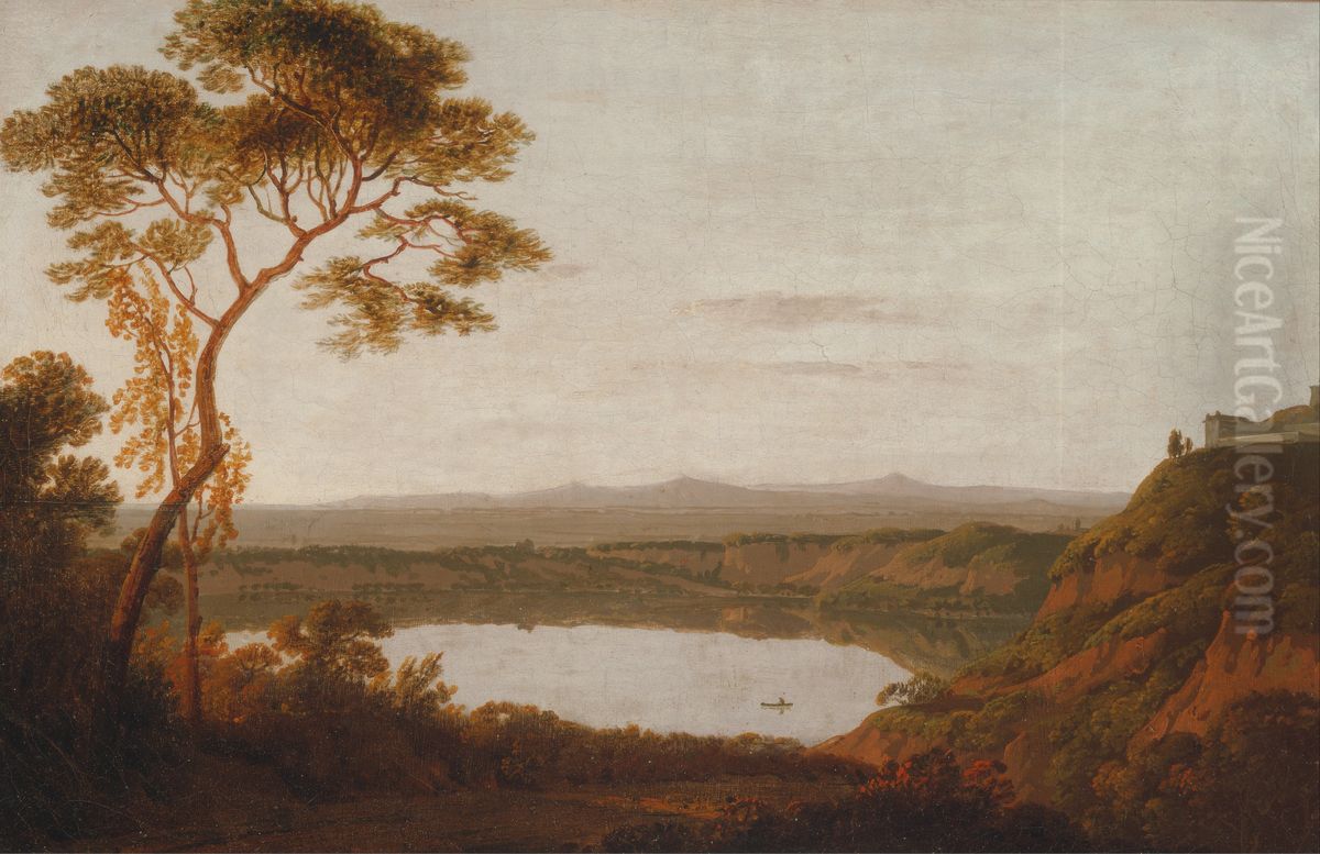 Lake Albano Oil Painting by Joseph Wright of Derby