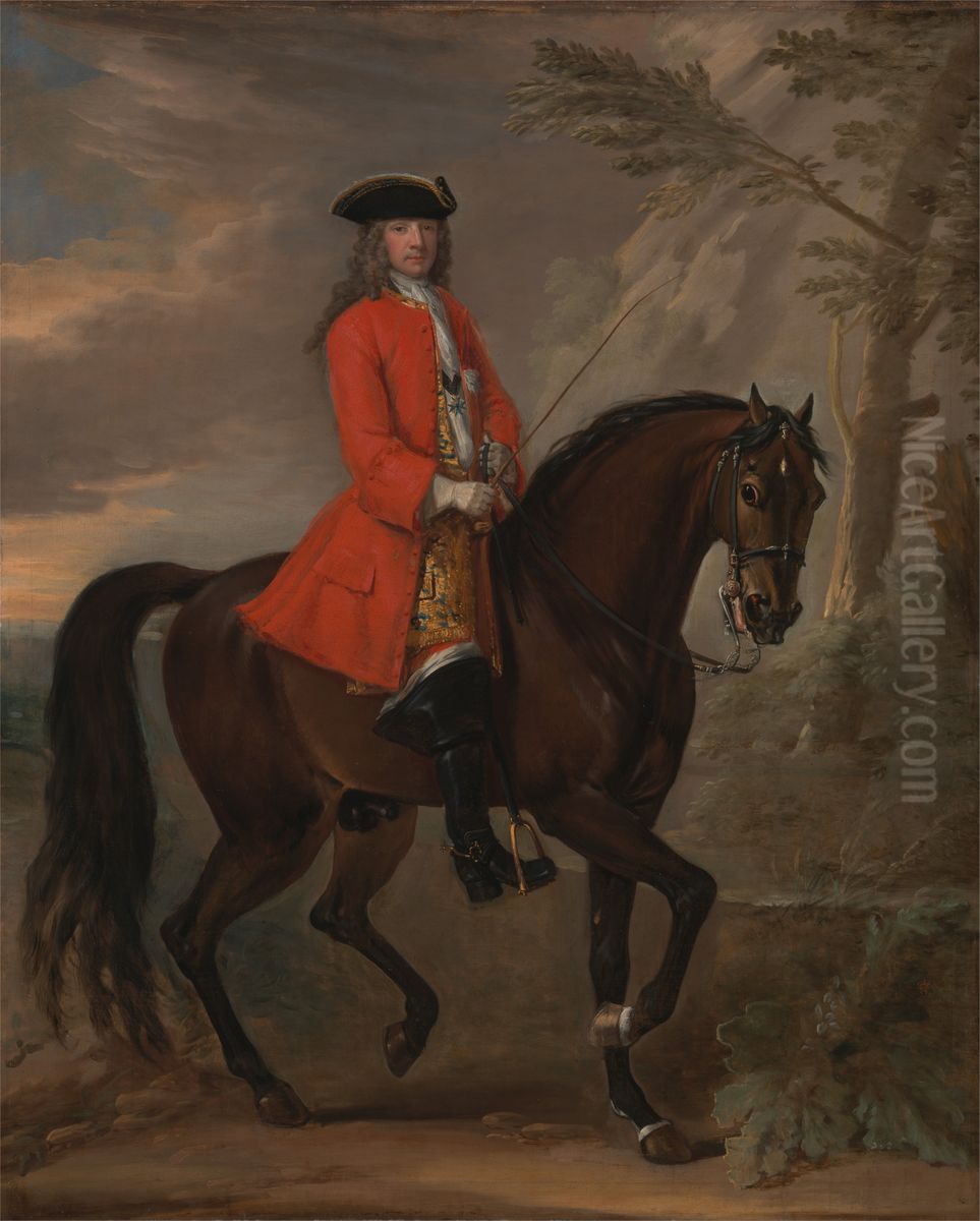 Portrait of a Man on Horseback Oil Painting by John Wootton