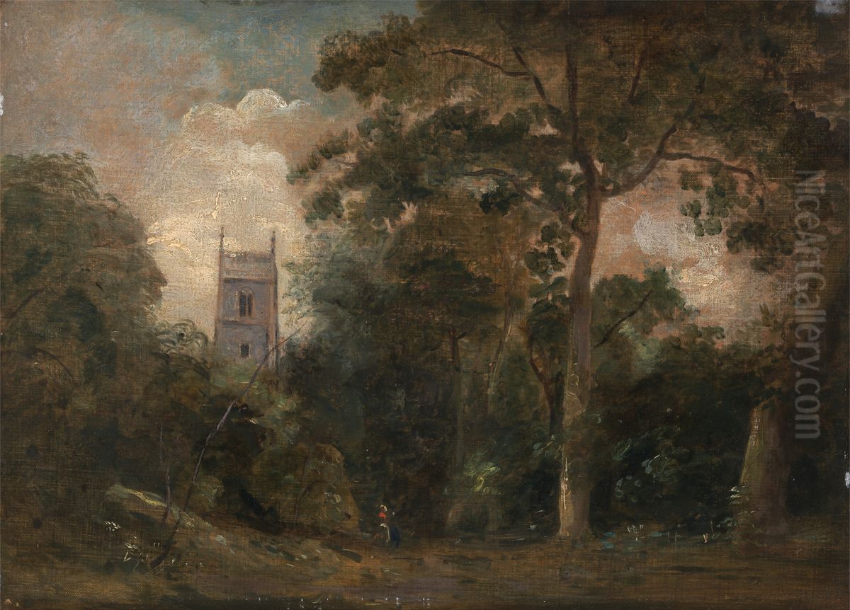 A Church in the Trees Oil Painting by John Constable