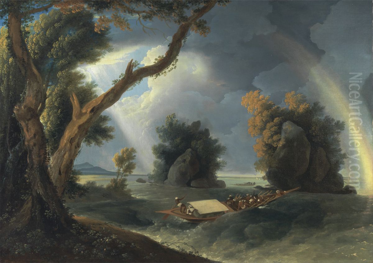 Storm on the Ganges, with Mrs. Hastings near the Col-gon Rocks Oil Painting by William Hodges