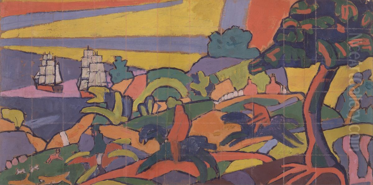 Design for Deer Hunting Mural in the Cabaret Theatre Club Oil Painting by Spencer Gore