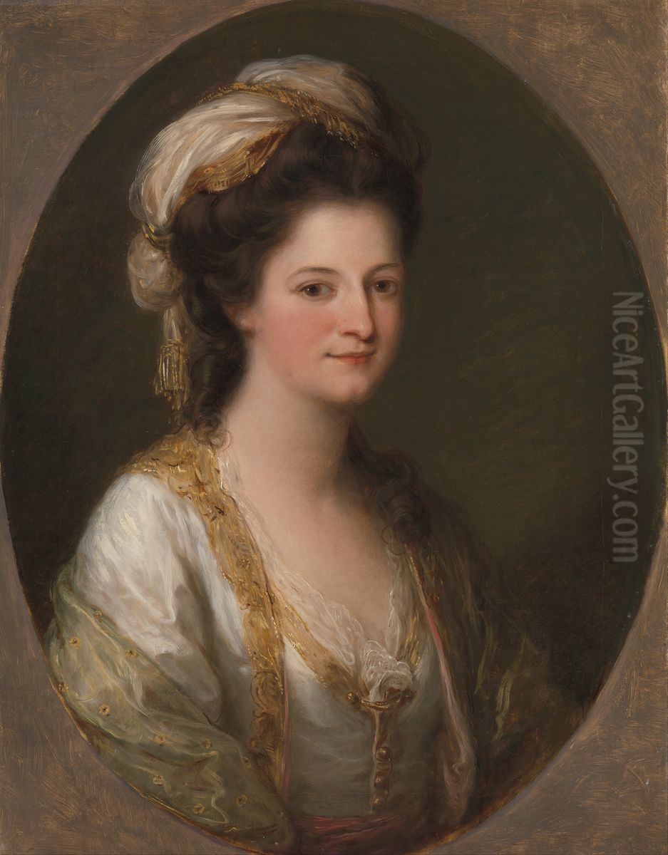 Portrait of a woman, traditionally identified as Lady Hervey Oil Painting by Angelica Kauffmann