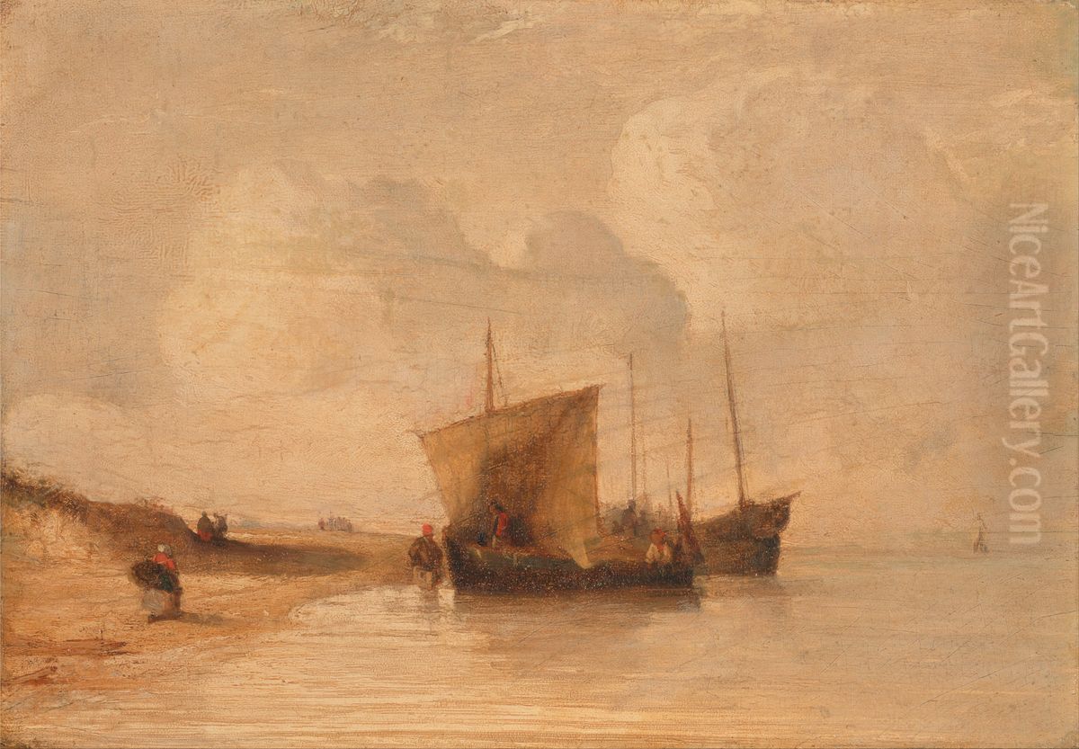 Normandy Coast Oil Painting by Richard Parkes Bonington