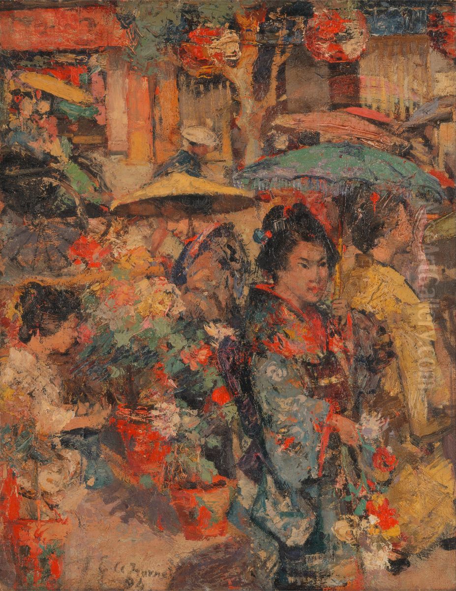 Flower Market, Nagasaki Oil Painting by Edward Atkinson Hornel