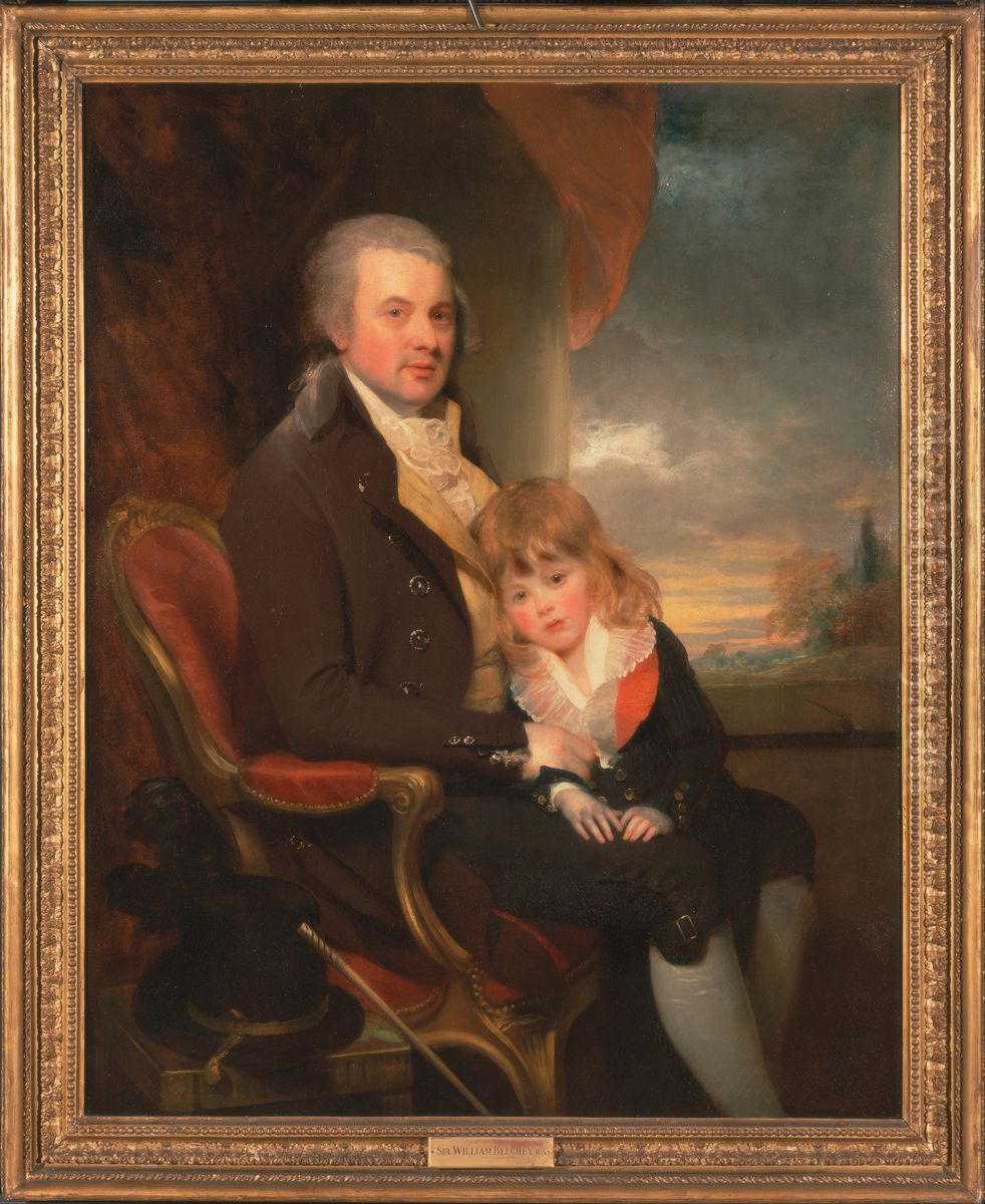 Edward George Lind and His Son, Montague Oil Painting by William Beechey