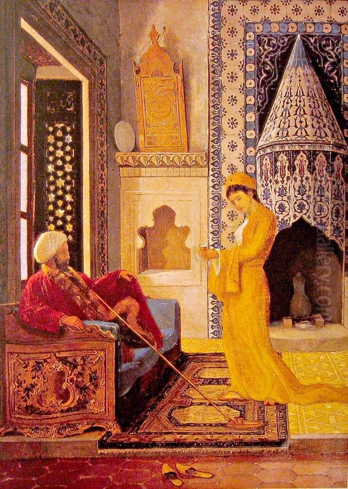 Coffee Table Oil Painting by Osman Hamdi Bey
