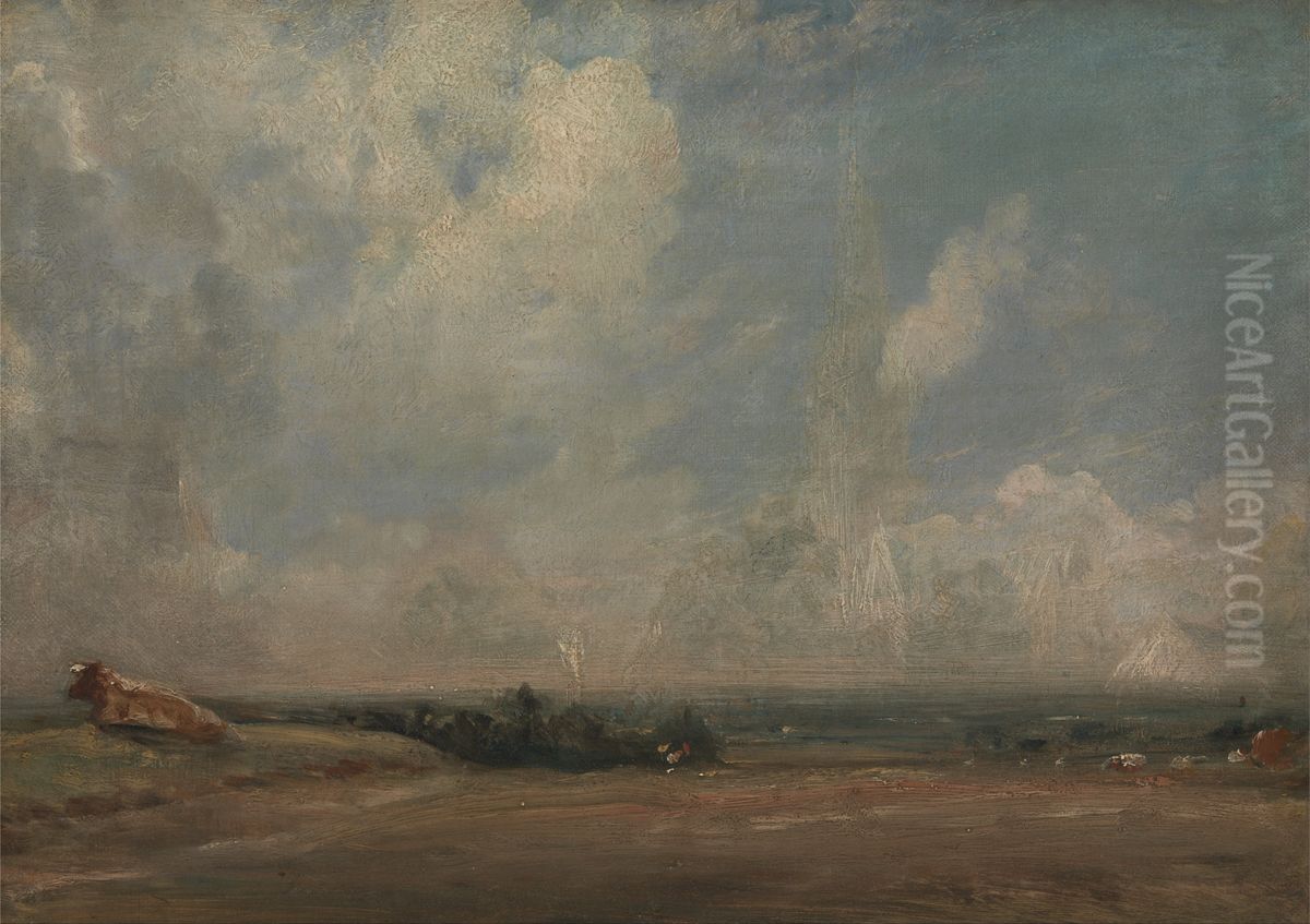 A View from Hampstead Heath (?) Oil Painting by John Constable
