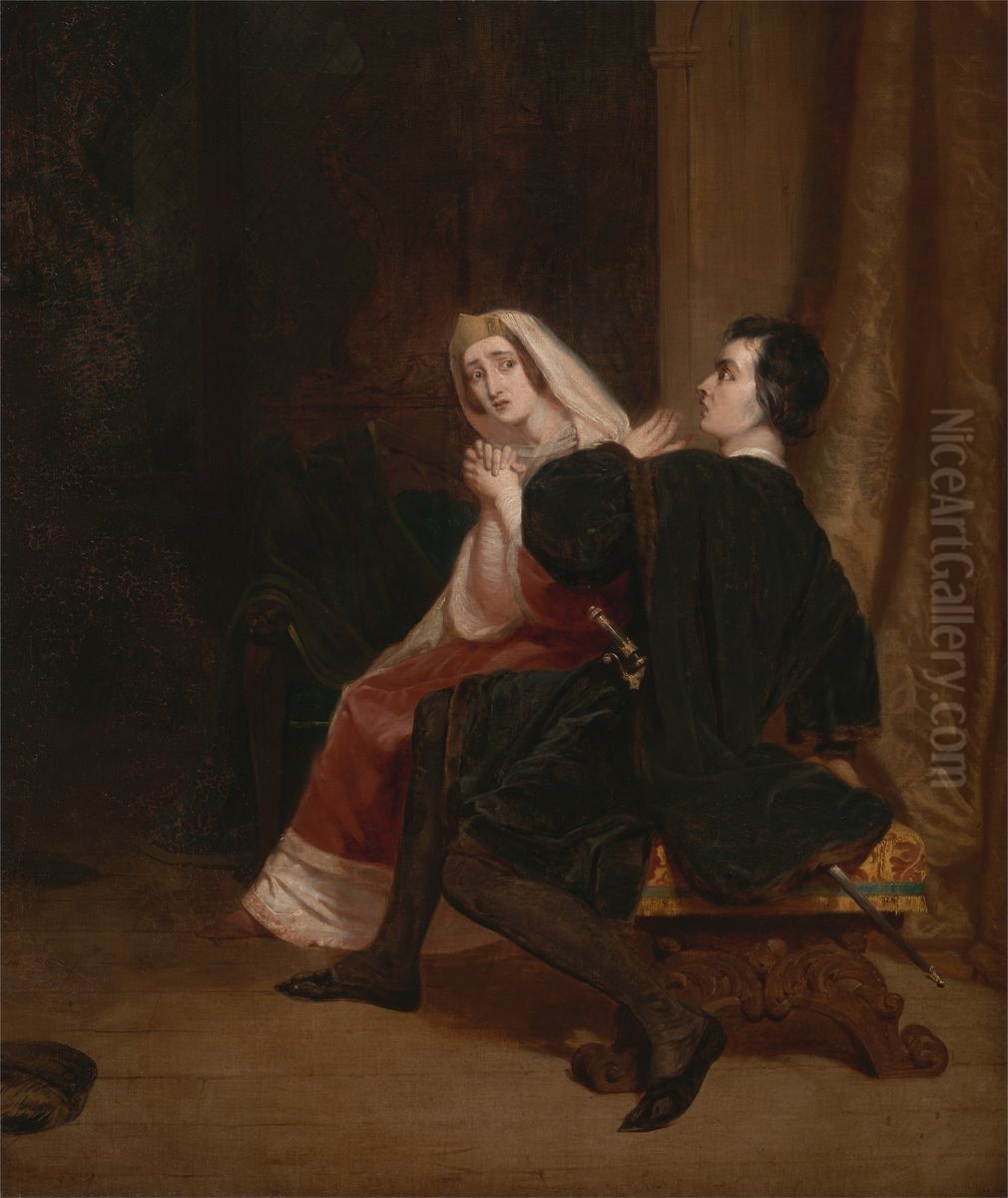 Hamlet and his Mother; The Closet Scene Oil Painting by Richard Dadd