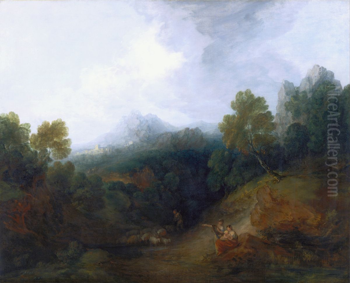 Landscape with a Flock of Sheep Oil Painting by Thomas Gainsborough