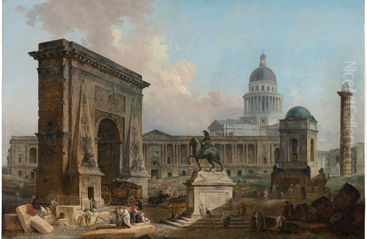 The Monuments of Paris Oil Painting by Hubert Robert