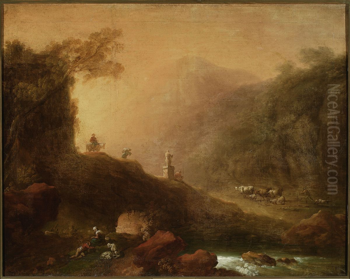 Krajobraz romantyczny Oil Painting by Franciszek Ksawery Lampi