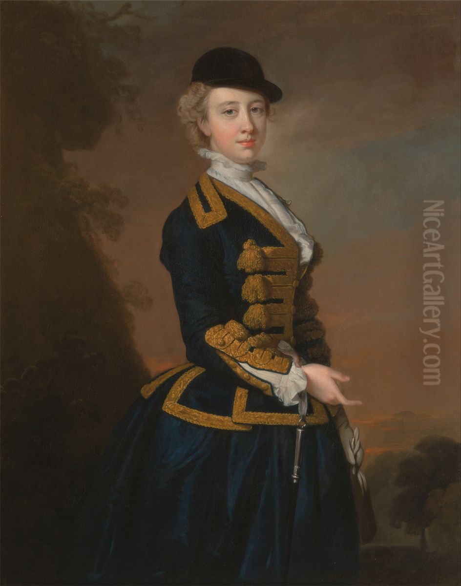 Portrait of a Young Woman of the Fortesque Family of Devon Oil Painting by Thomas Hudson