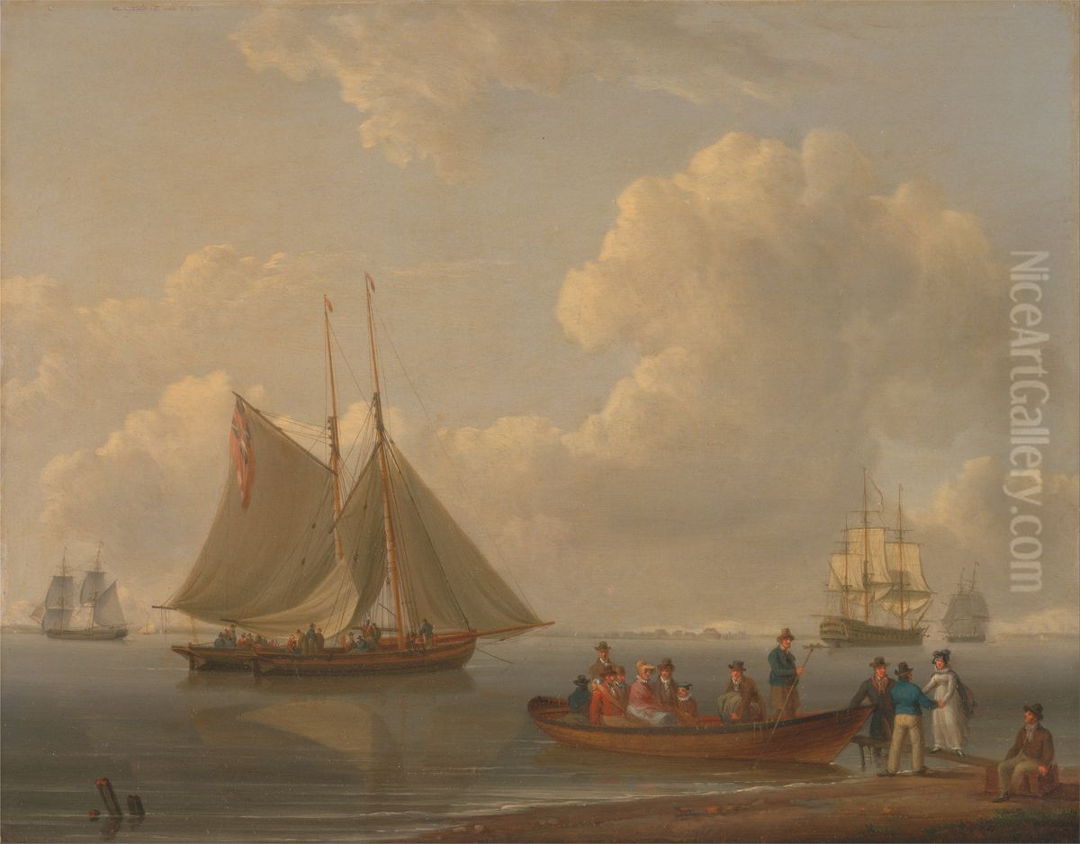 A Wherry Taking Passengers out to Two Anchored Packets Oil Painting by William Anderson