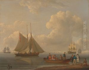 A Wherry Taking Passengers out to Two Anchored Packets