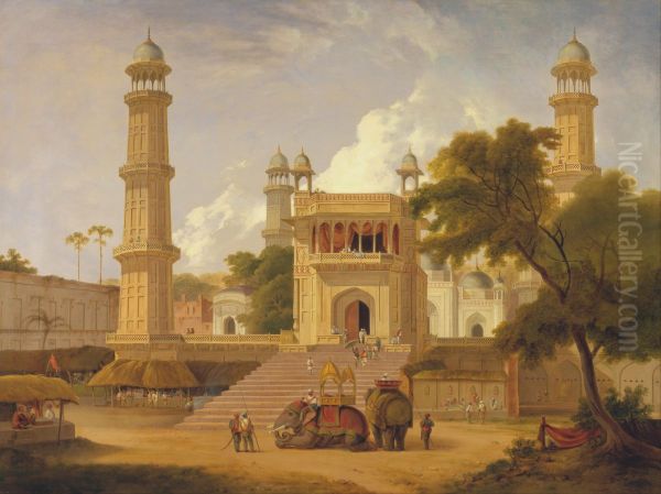 Indian Temple, Said to Be the Mosque of Abo-ul-Nabi, Muttra Oil Painting by Thomas Daniell
