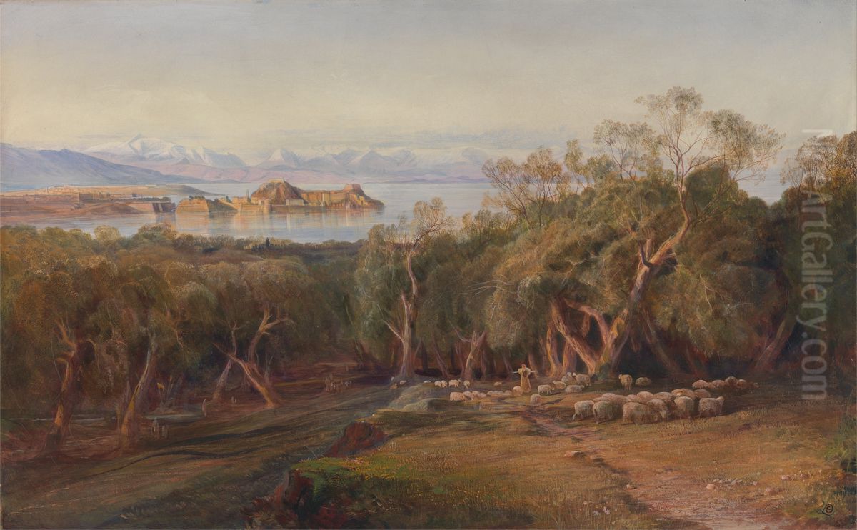 Corfu from Ascension Oil Painting by Edward Lear Corfu from Ascension Oil Painting by Edward Lear