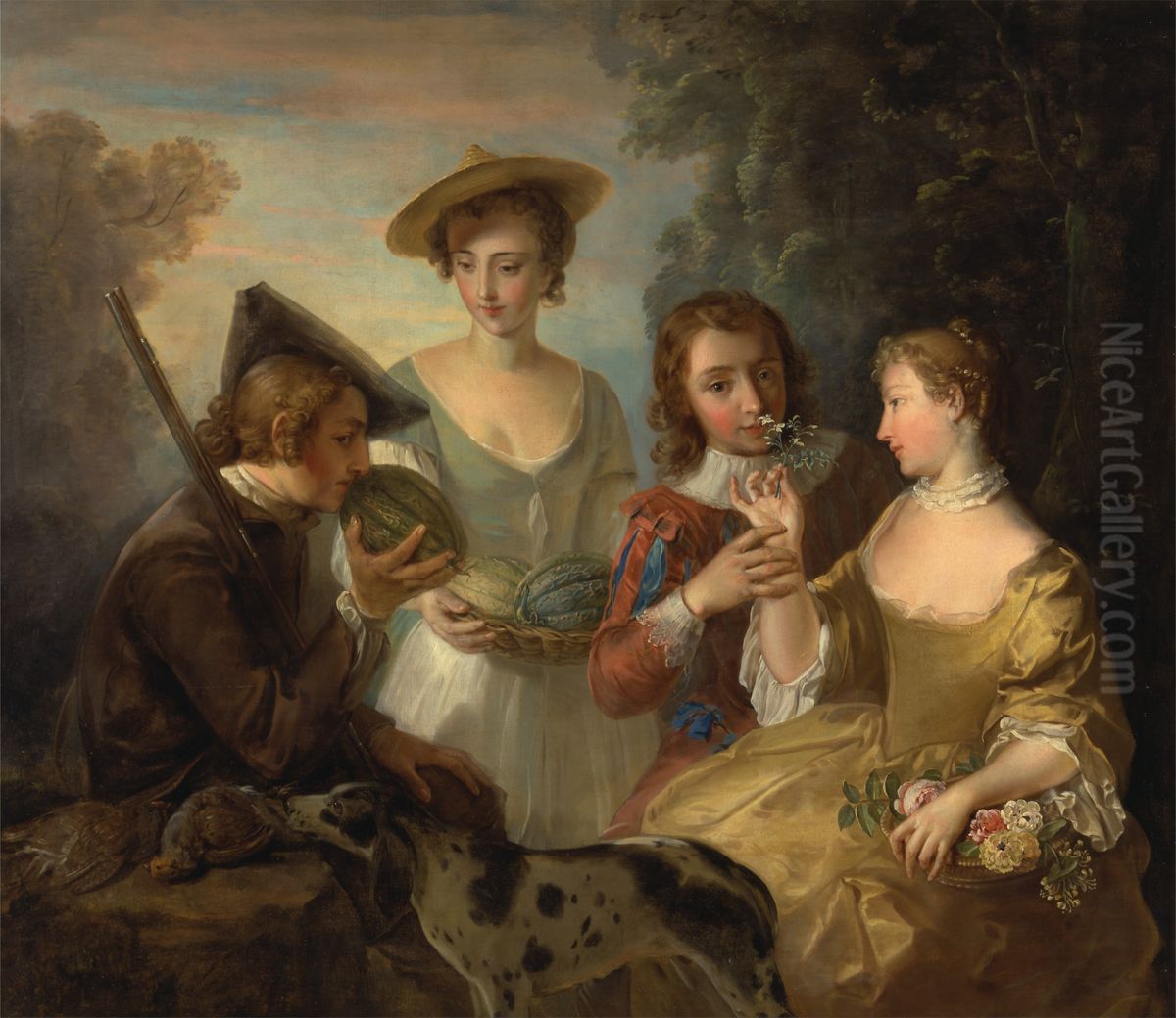 The Sense of Smell Oil Painting by Philippe Mercier