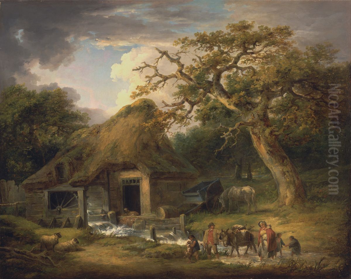 The Old Water Mill Oil Painting by George Morland