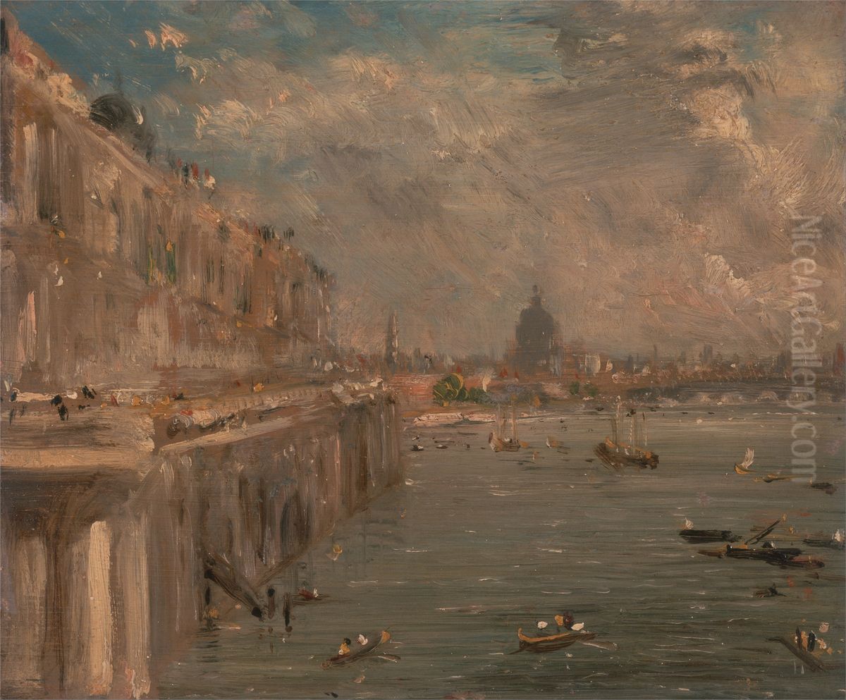 Somerset House Terrace from Waterloo Bridge Oil Painting by John Constable