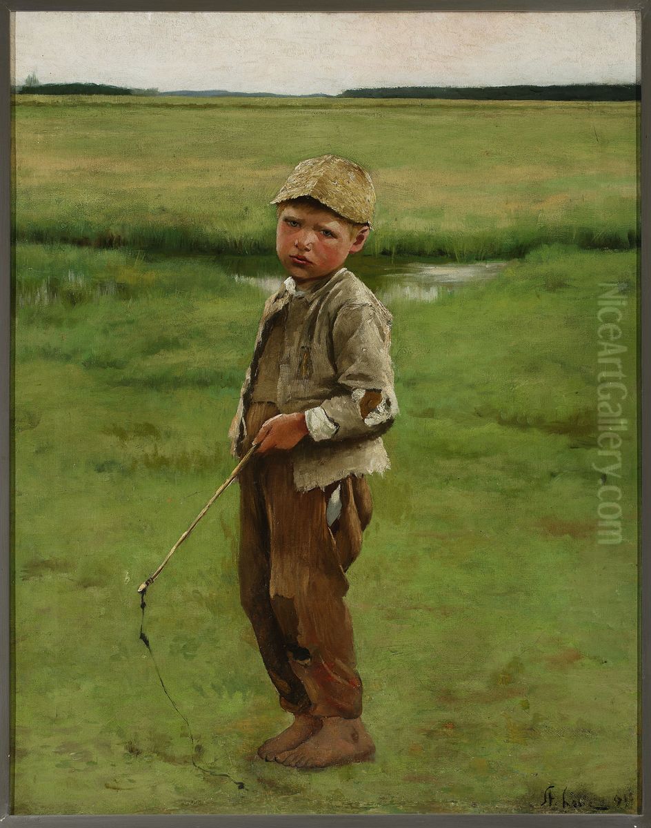 Shepherd boy Oil Painting by Stanislaw Lentz