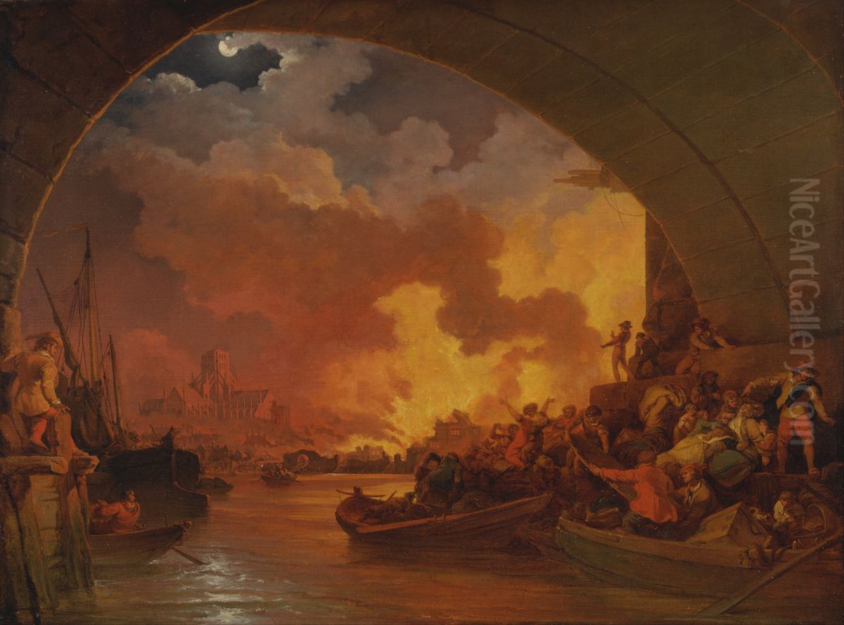 The Great Fire of London Oil Painting by Philip James de Loutherbourg