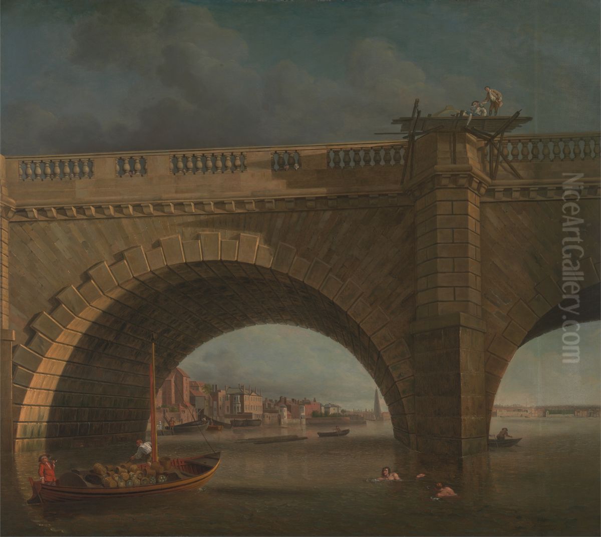Arches of Westminster Bridge Oil Painting by Samuel Scott
