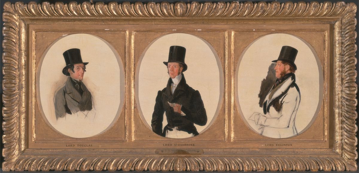 Studies for the Portraits of Lord Eglinton, Lord Douglas and Lord Stradbroke in `The Waterloo Cup Coursing Meeting' (in the Walker Art Gallery), 1840 Oil Painting by Richard Ansdell