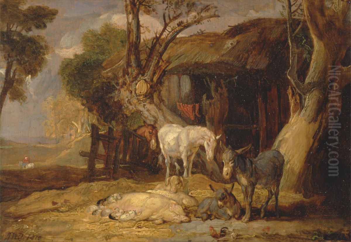 The Straw Yard Oil Painting by James Ward