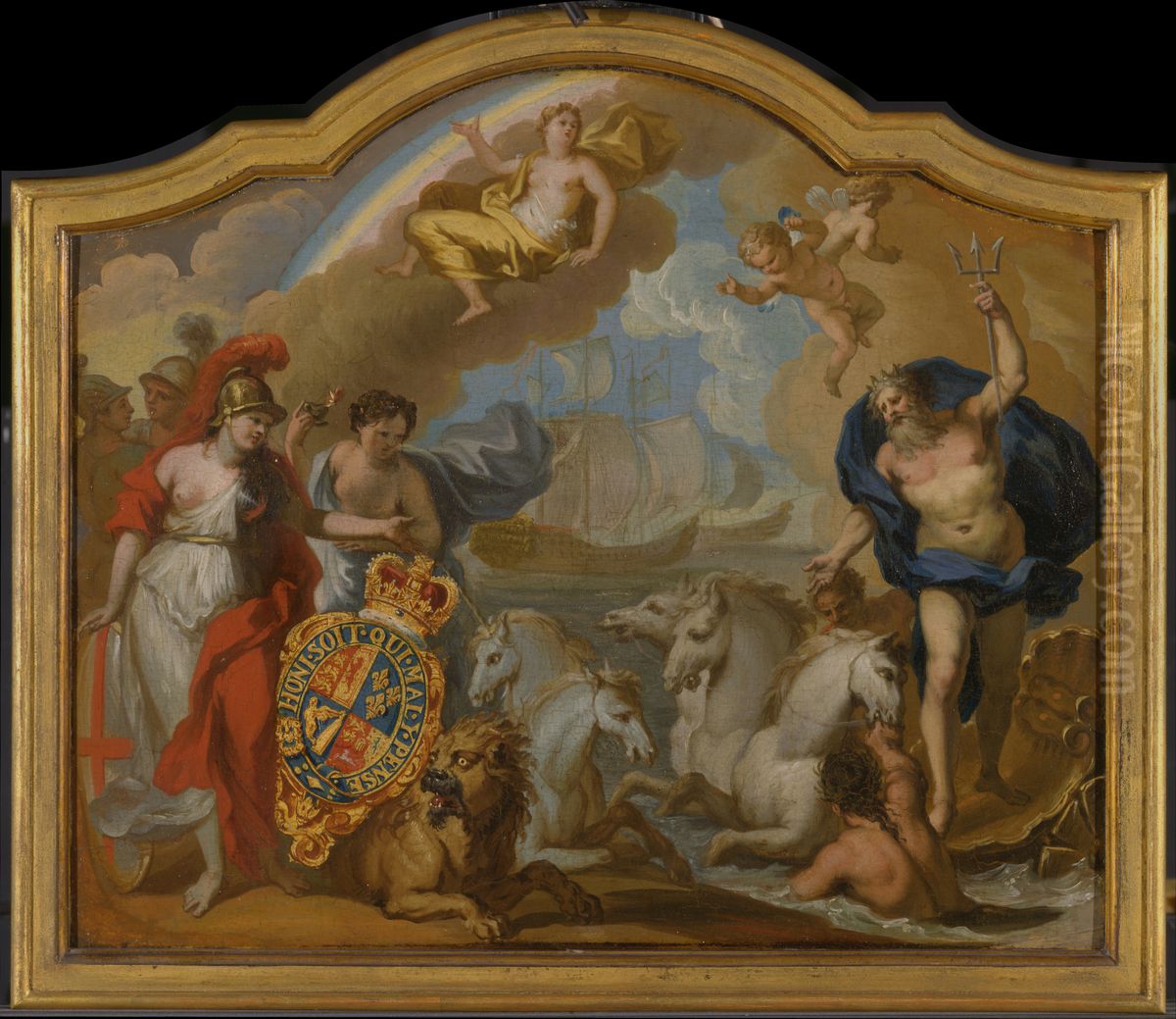 Allegory of the Power of Great Britain by Sea, design for a decorative panel for George I's ceremonial coach Oil Painting by James Thornhill