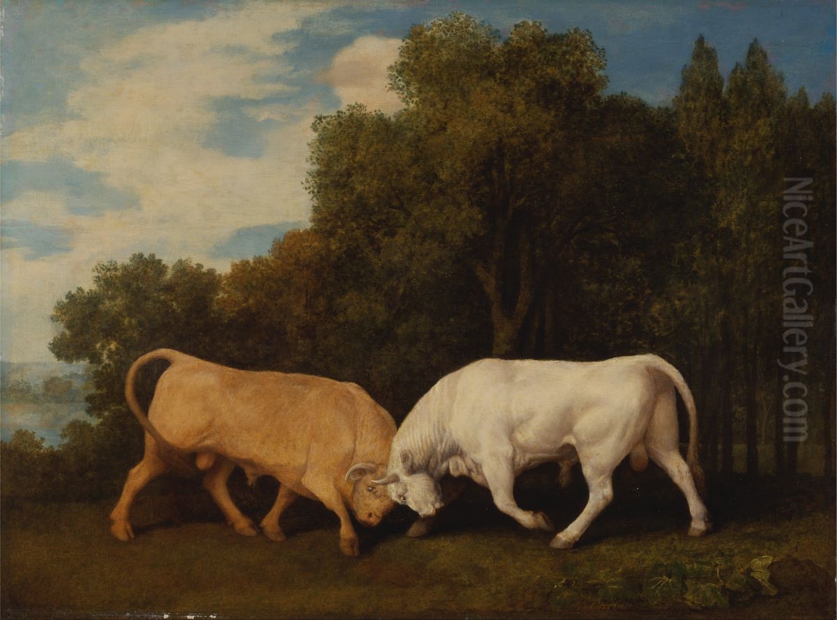 Bulls Fighting Oil Painting by George Stubbs
