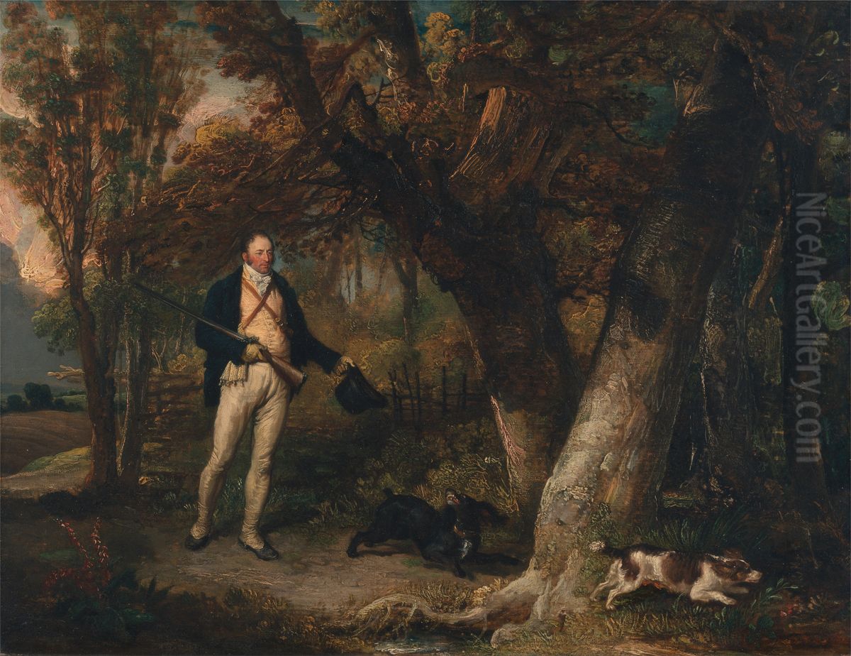 The Reverend Thomas Levett and favourite dogs, cock-shooting Oil Painting by James Ward