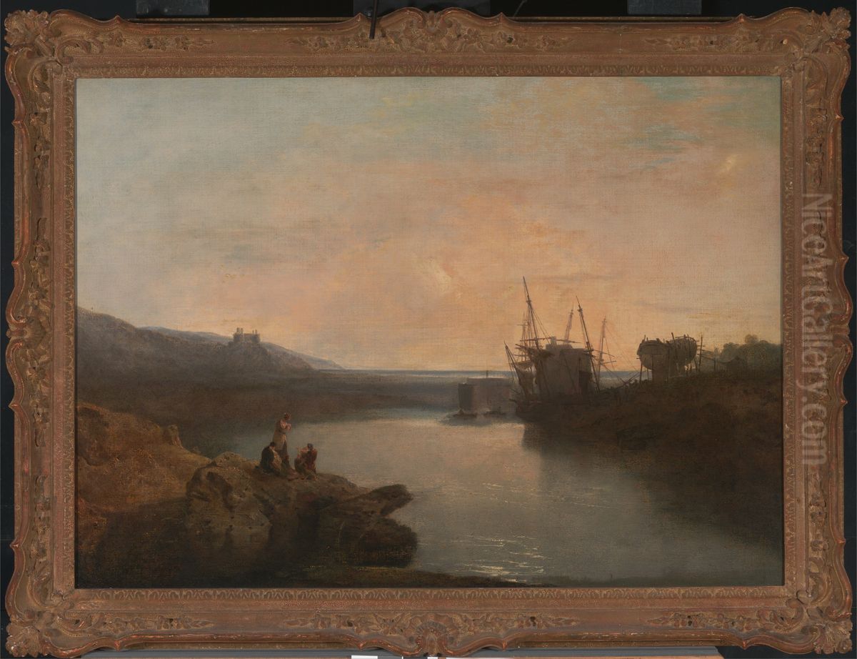 Harlech Castle, from Twgwyn Ferry, Summer's Evening Twilight Oil Painting by J. M. W. Turner